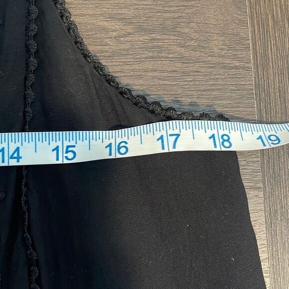 LOFT Womens Embroidered Lace Trim Spaghetti Strap Slip Mini Dress Black Medium - Picture 8 of 9